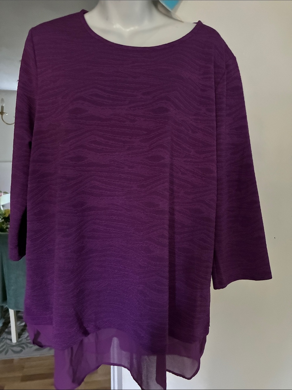 Ellen Tracy Plum Textured Layered Tunic